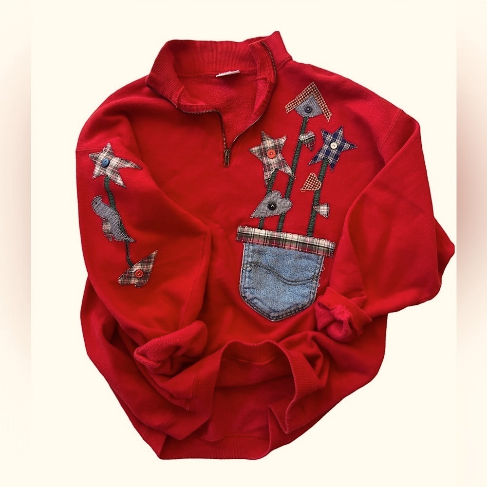 Vintage cottage country quarter zip sweatshirt